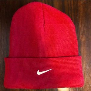 Red swoosh beanie